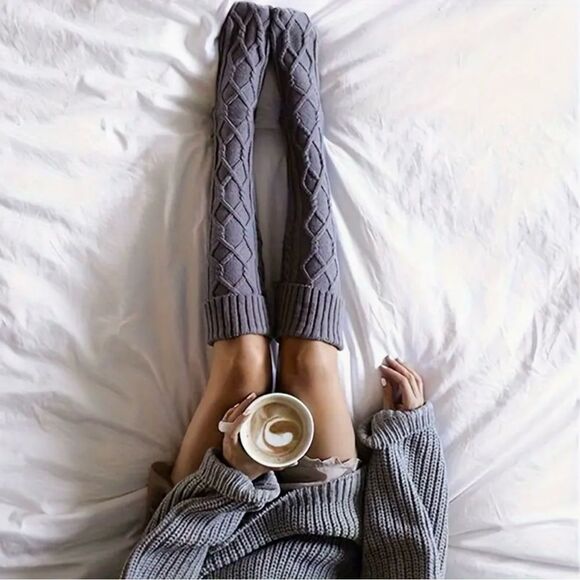 Over-the-Knee Knitted Socks - Picture 1 of 3